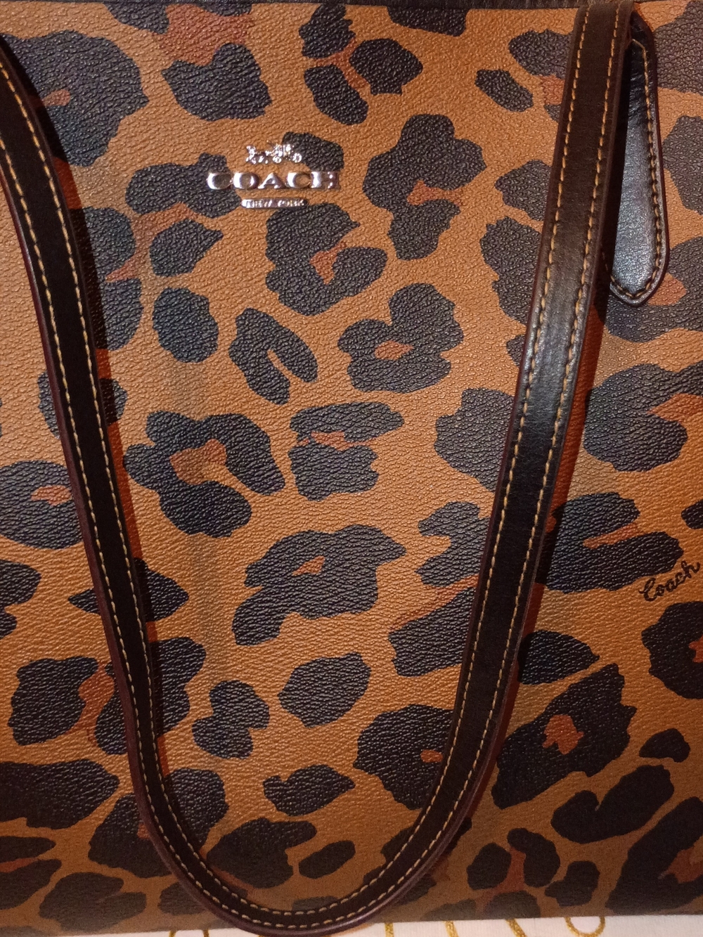 Large Coach City Tote Bag Not Available Retail Leopard Print Great Condition - Picture 5 of 16